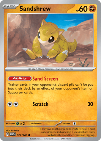 Sandshrew Pokemon 151 Pokemon Card