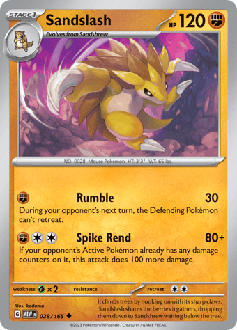 Sandslash Pokemon 151 Pokemon Card