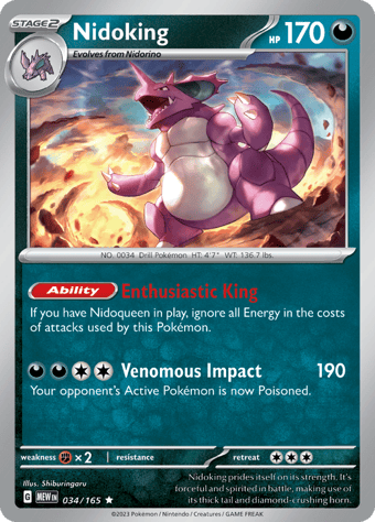Nidoking Pokemon 151 Pokemon Card