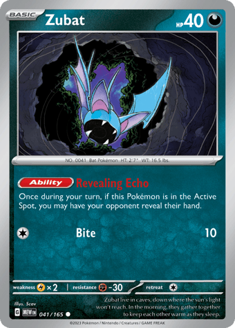 Zubat Pokemon 151 Pokemon Card