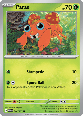 Paras Pokemon 151 Pokemon Card