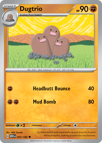 Dugtrio Pokemon 151 Pokemon Card