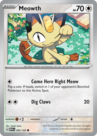 Meowth Pokemon 151 Pokemon Card