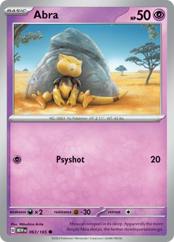 Abra Pokemon 151 Pokemon Card
