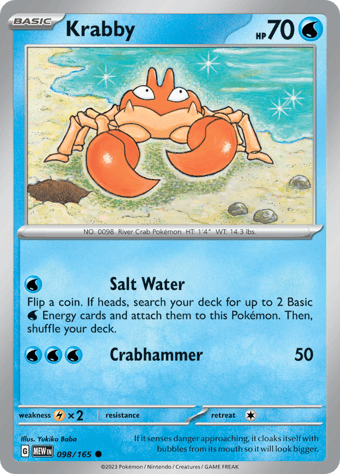 Krabby Pokemon 151 Pokemon Card