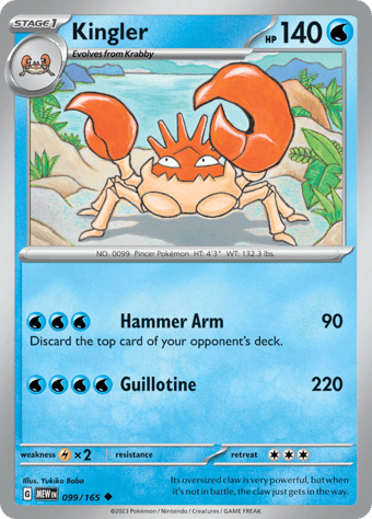 Kingler Pokemon 151 Pokemon Card