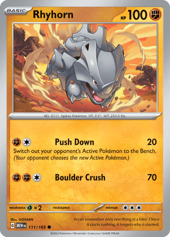Rhyhorn Pokemon 151 Pokemon Card