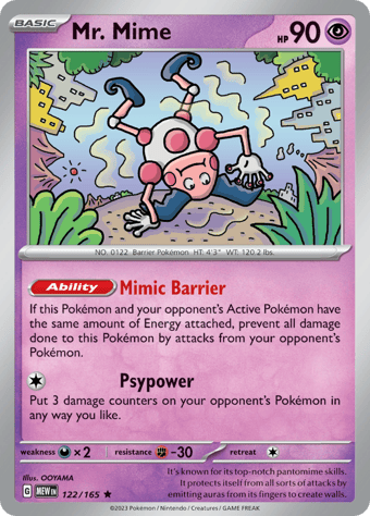 Mr Mime Pokemon 151 Pokemon Card