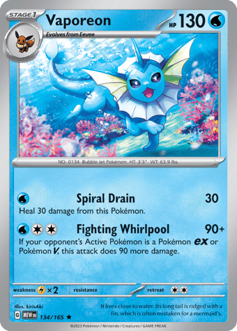 Vaporeon Pokemon 151 Pokemon Card