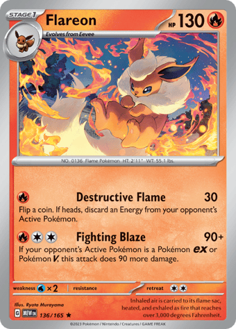 Flareon Pokemon 151 Pokemon Card