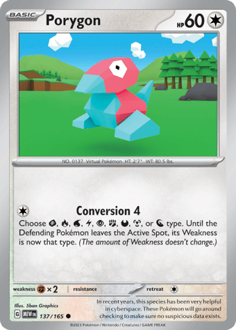 Porygon Pokemon 151 Pokemon Card