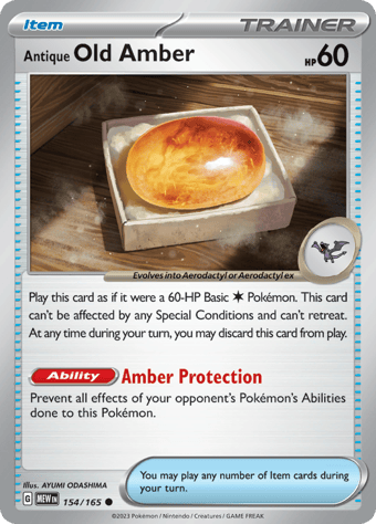 Antique Old Amber Pokemon 151 Pokemon Card