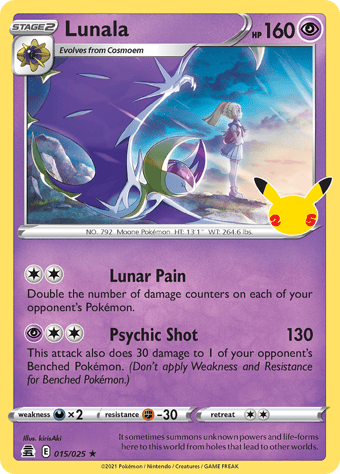 Lunala Celebrations Pokemon Card