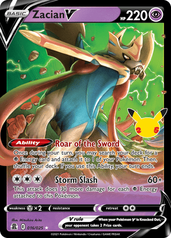 Zacian V Celebrations Pokemon Card