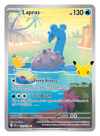 Lapras 30th Celebration Pokemon Card