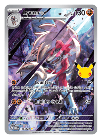 Lycanroc 30th Celebration Pokemon Card