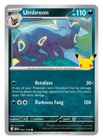 Umbreon 30th Celebration Pokemon Card