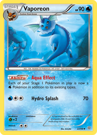Vaporeon Ancient Origins Pokemon Card