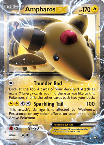 Ampharos-EX Ancient Origins Pokemon Card