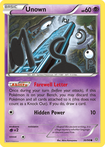 Unown Ancient Origins Pokemon Card