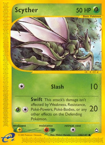 Scyther Aquapolis Pokemon Card