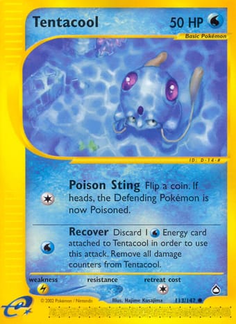 Tentacool Aquapolis Pokemon Card