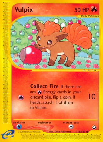 Vulpix Aquapolis Pokemon Card