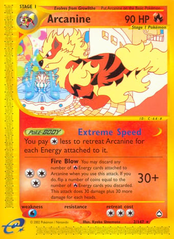Arcanine Aquapolis Pokemon Card