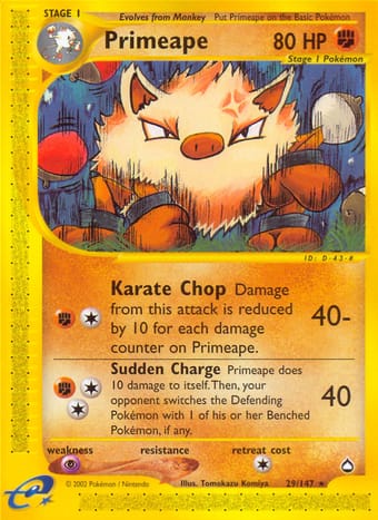 Primeape Aquapolis Pokemon Card