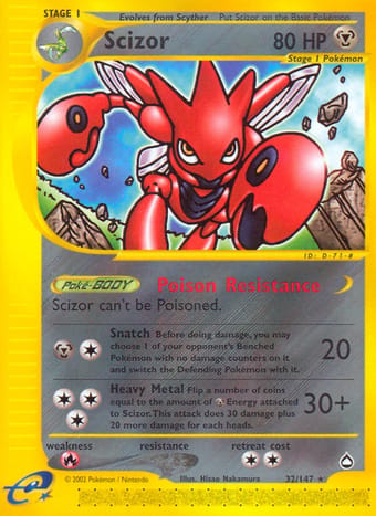 Scizor Aquapolis Pokemon Card