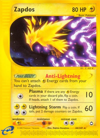 Zapdos Aquapolis Pokemon Card