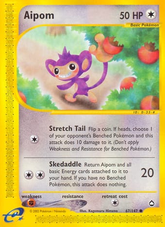 Aipom Aquapolis Pokemon Card