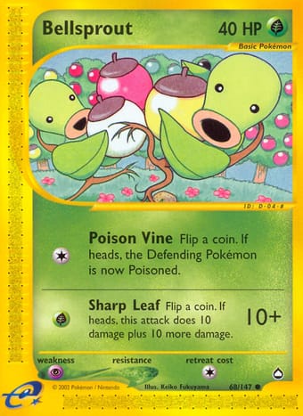 Bellsprout Aquapolis Pokemon Card