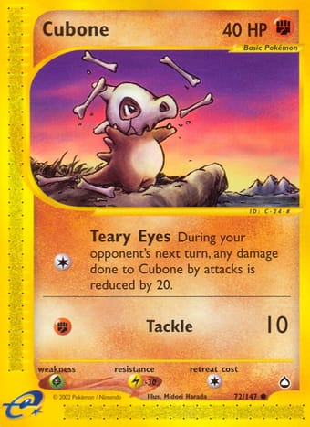 Cubone Aquapolis Pokemon Card