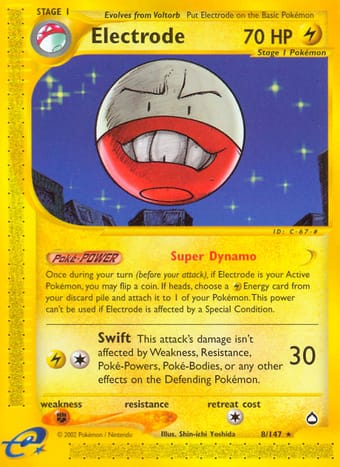 Electrode Aquapolis Pokemon Card