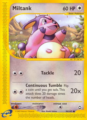 Miltank Aquapolis Pokemon Card