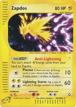 Zapdos Aquapolis Pokemon Card