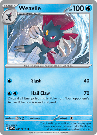Weavile Ascended Heroes Pokemon Card