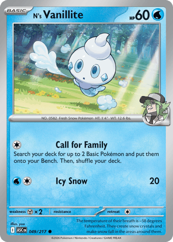 N's Vanillite Ascended Heroes Pokemon Card