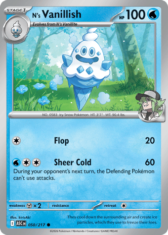 N's Vanillish Ascended Heroes Pokemon Card