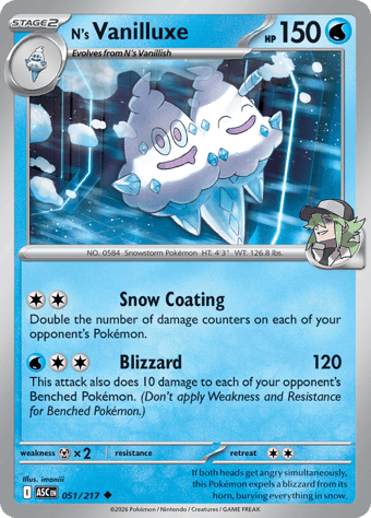 N's Vanilluxe Ascended Heroes Pokemon Card
