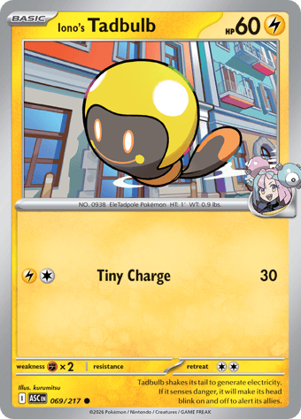 Iono's Tadbulb Ascended Heroes Pokemon Card