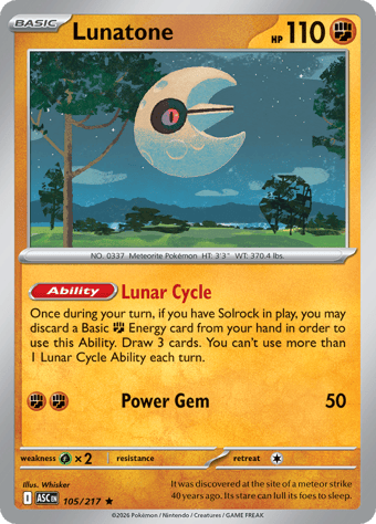 Lunatone Ascended Heroes Pokemon Card