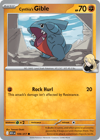 Cynthia's Gible Ascended Heroes Pokemon Card