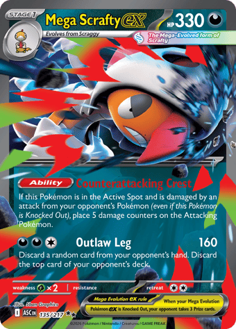 Mega Scrafty EX Ascended Heroes Pokemon Card