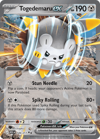Togedemaru EX Ascended Heroes Pokemon Card