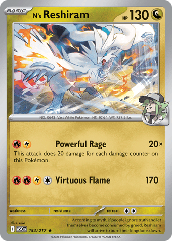 N's Reshiram Ascended Heroes Pokemon Card