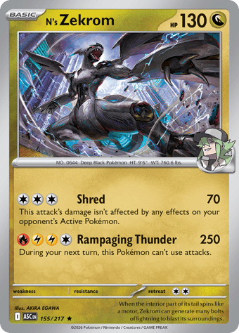 N's Zekrom Ascended Heroes Pokemon Card