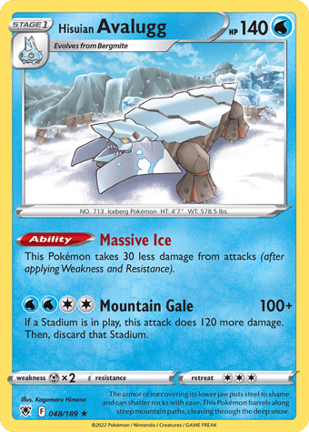 Hisuian Avalugg Astral Radiance Pokemon Card