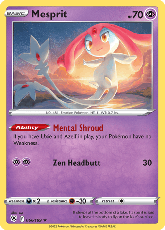 Mesprit Astral Radiance Pokemon Card